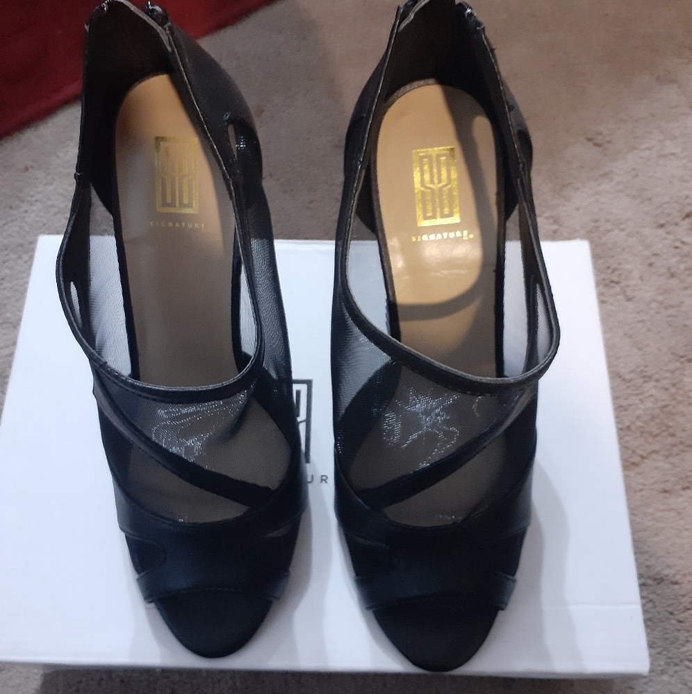 Faux Leather Mesh High Heels - never worn!